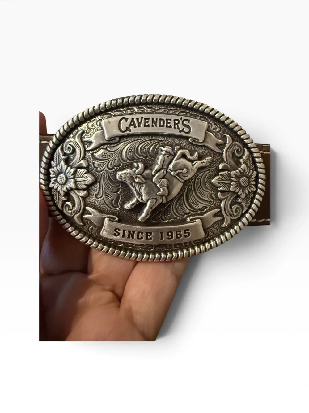 Cavender’s Girls Brown Leather Western Belt with Silver Buckle Size 26